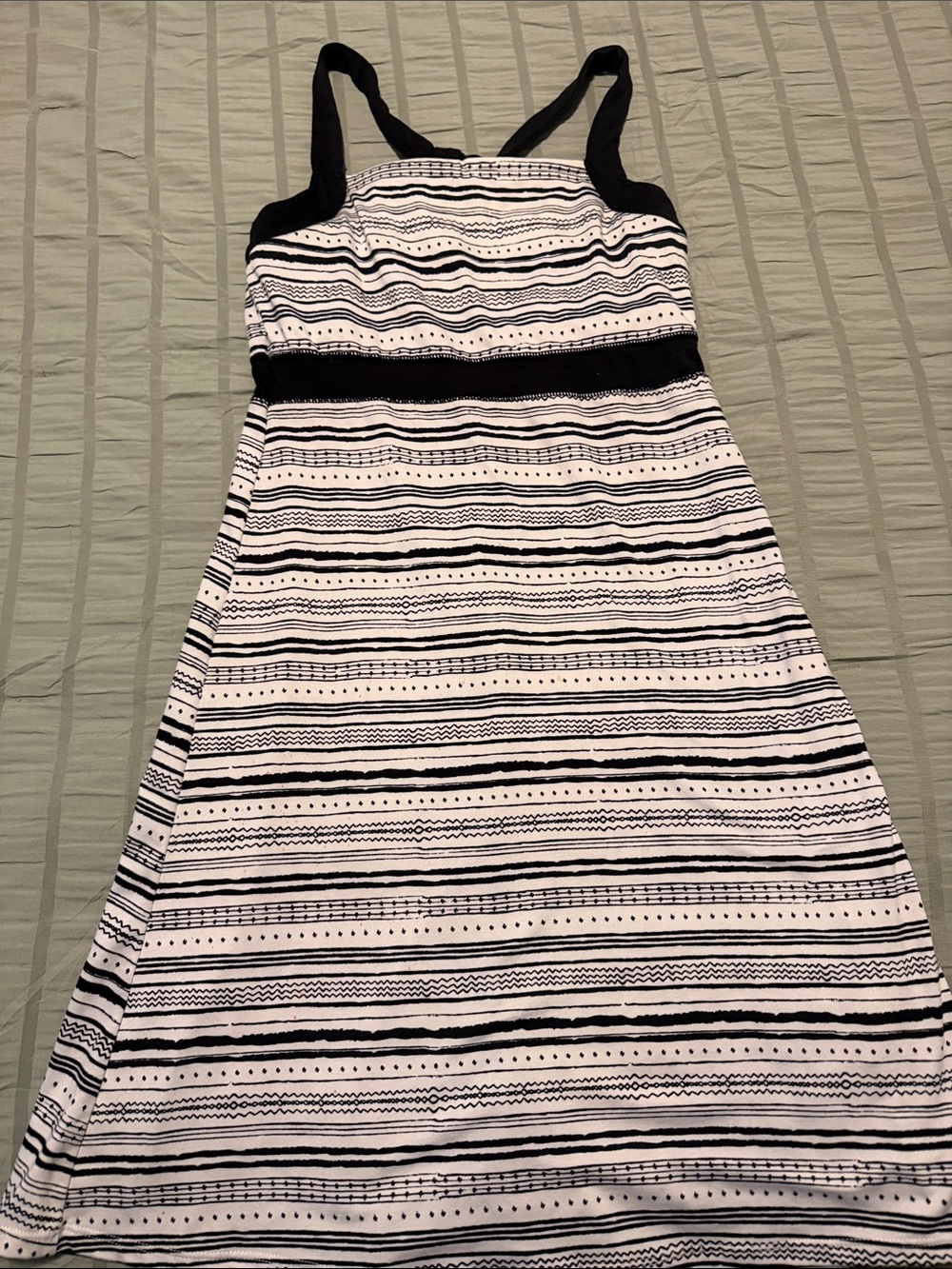 Soybu Black and White Striped Midi Dress with Spaghetti Straps